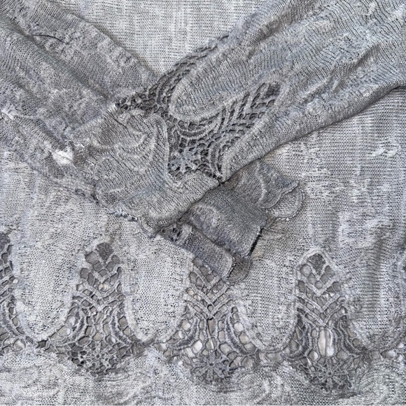 Eternelle Lagenlook Layering Sweater Shirt Mohair Crochet Distressed Grey S/M - Picture 2 of 7